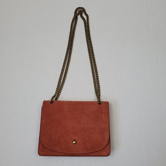Madewell Rust Corduroy Crossbody Bag with Gold Chain - Picture 2 of 12